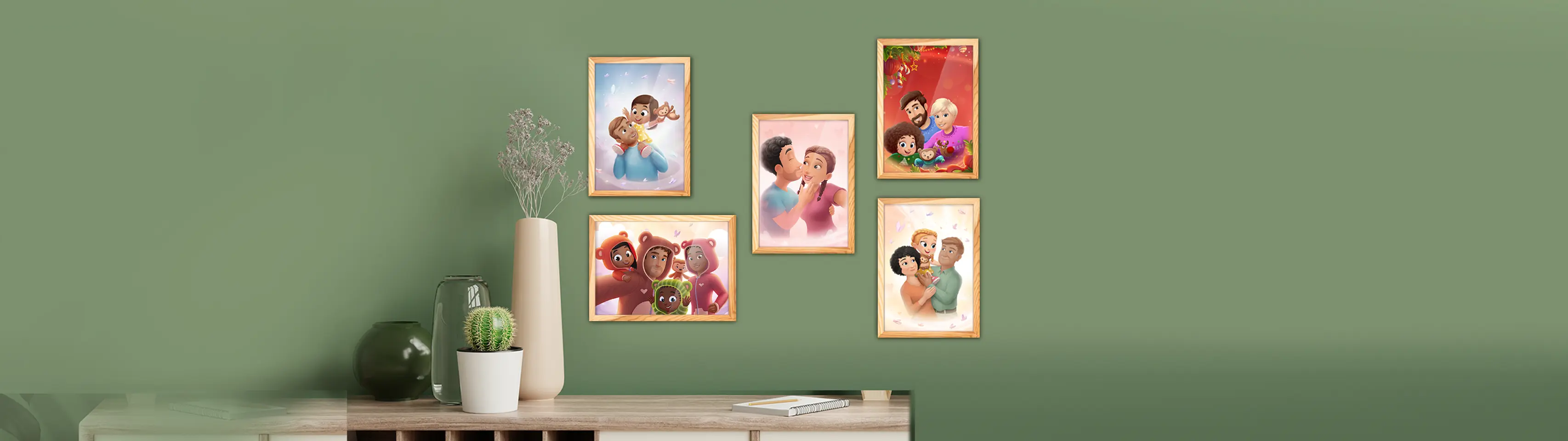 Choisissez votre image personnalisée parmi les différentes configurations proposées et issues de nos livres : pour les couples, les grands-parents ou toute la famille !